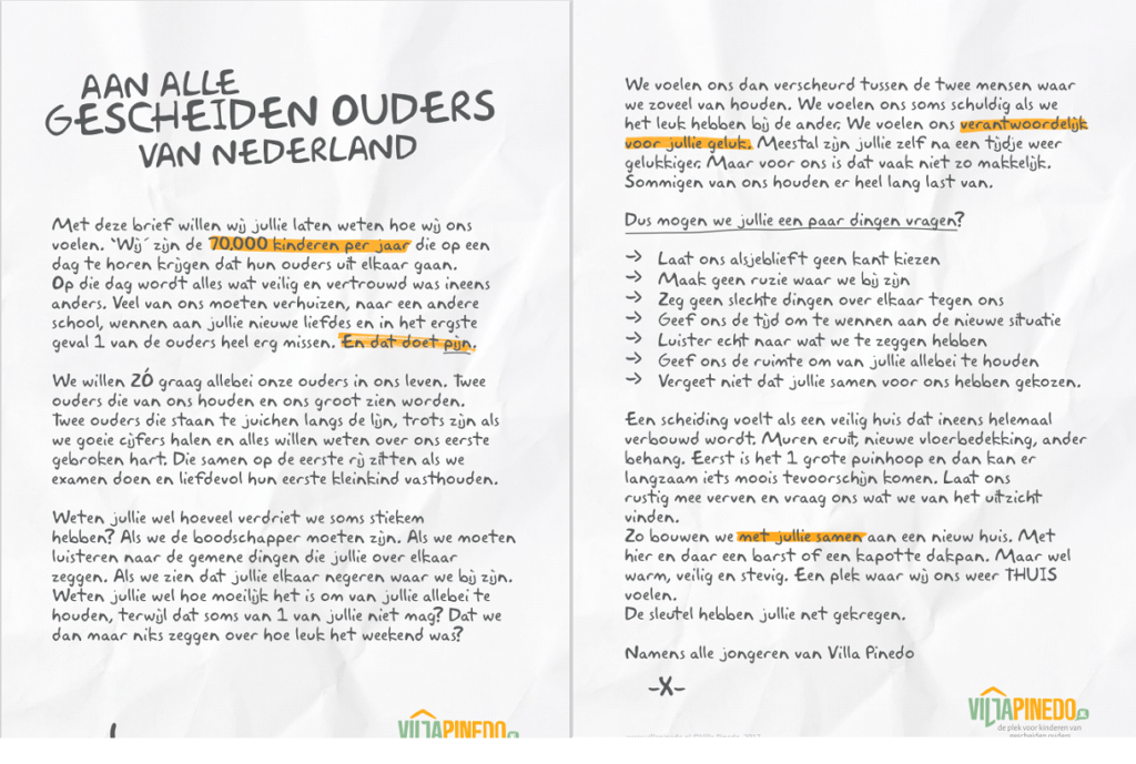 brief aan gescheiden ouders